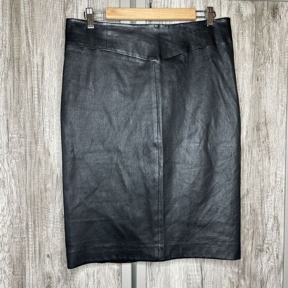 Joseph Leather Skirt Claire Lamb Leather Stretch Black Color Size 44 - Picture 1 of 5